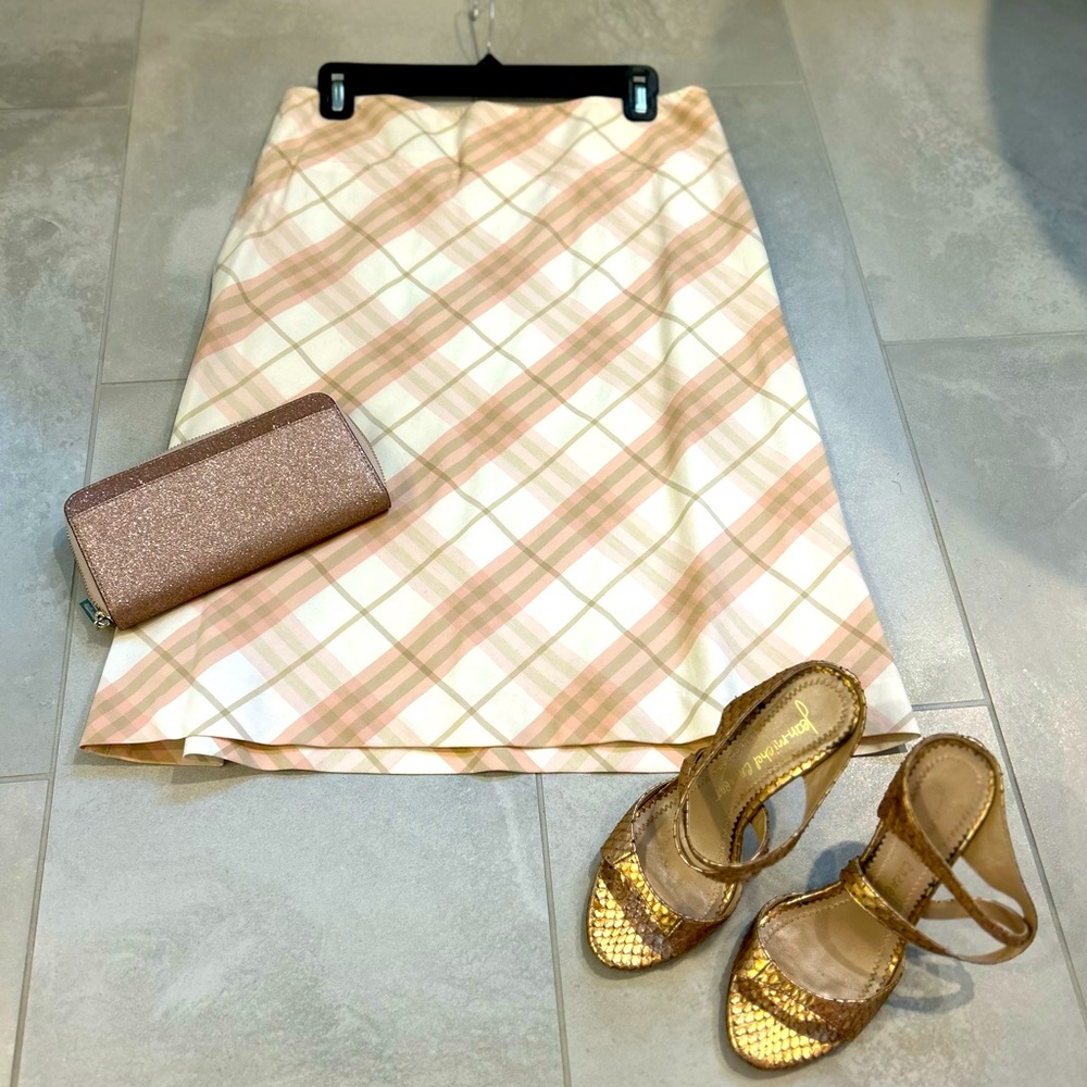 Burberry pink and white cotton skirt size 4